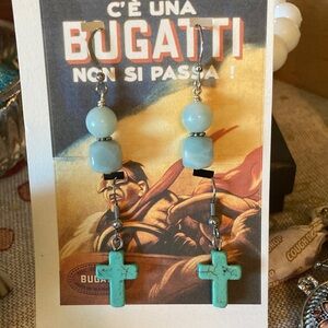 Turquoise Cross Dangle Earrings bundle of two.
